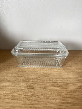 Clear Glass Butter Dish with Lid